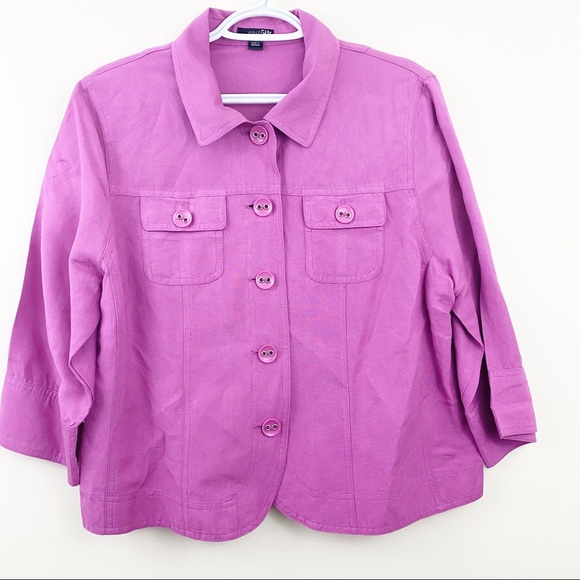 East 5th Fuchsia Linen Top Size LP - Picture 1 of 1
